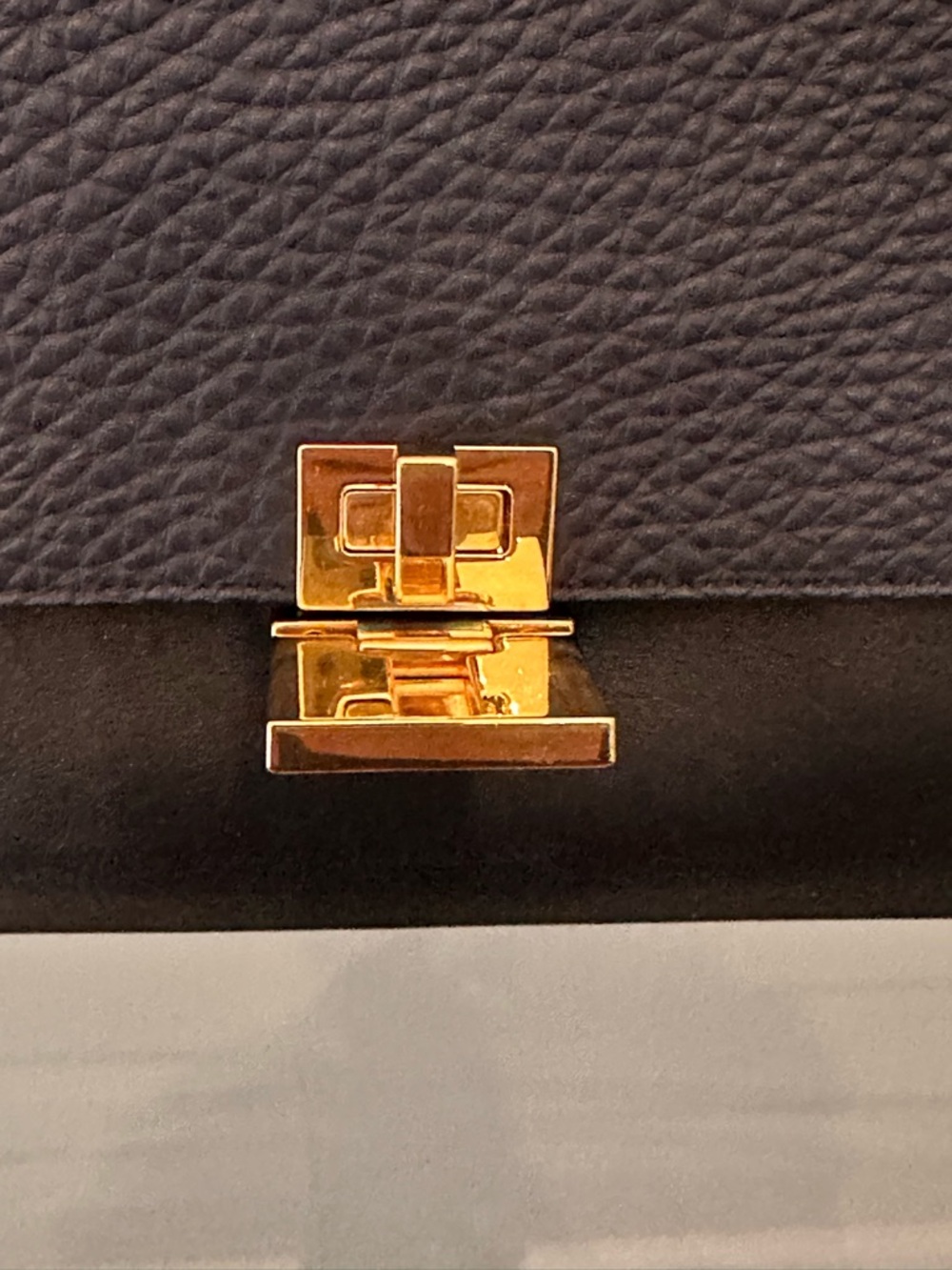 Celine Tricolor Trapeze Satchel in Black, Navy & Red /Size Small - Picture 12 of 15